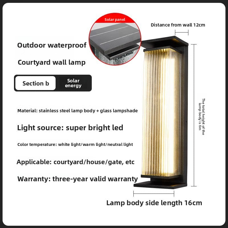 Modern Solar Powered Outdoor Wall Light